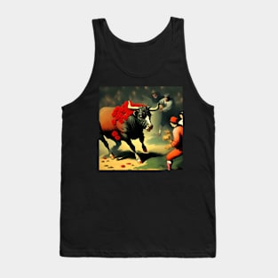 Bull Fight Painting Vibrant Mother Mom Art Gift Floral Tank Top